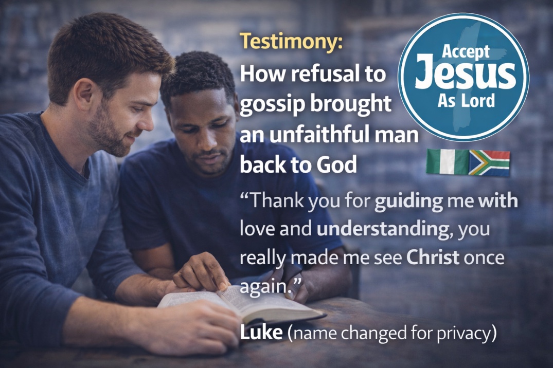 Christian testimony about refusing to gossip and how obedience to God brought a man back to faith in Jesus Christ
